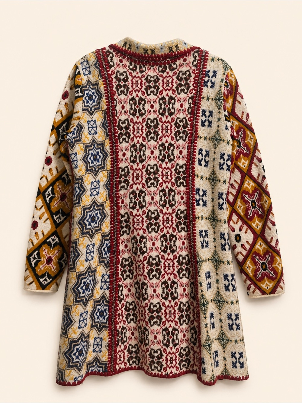 Cecilia Prado Knit Jacquard Boho Duster Cardigan Coat Size G/Large - Picture 2 of 4